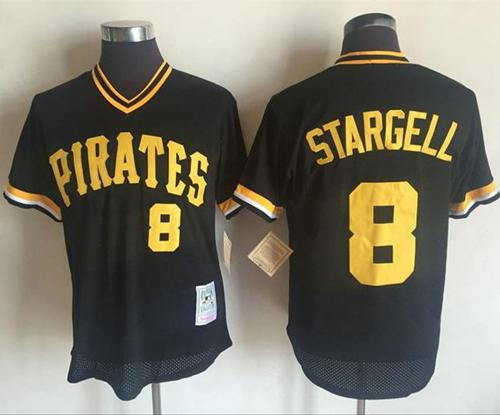 Mitchell and Ness 1982 Pirates #8 Willie Stargell Stitched Black Throwback MLB Jersey - Click Image to Close